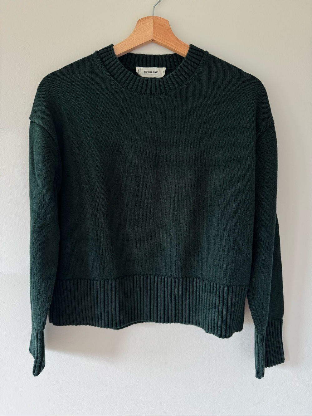 Everlane Green Cotton Crewneck Sweater Small Like New